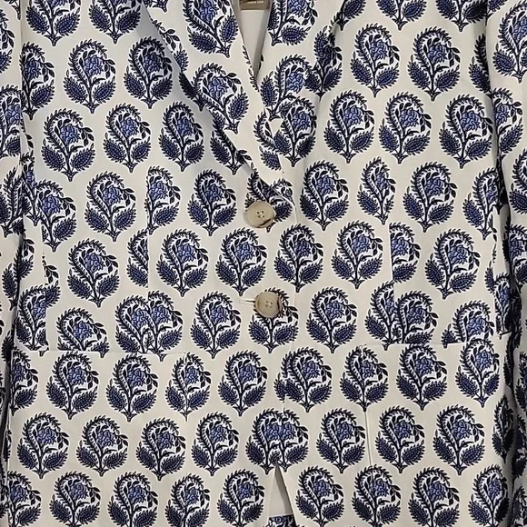 Helena blazer in bouquet block print Chelsea linen-cupro blend - Picture 3 of 5